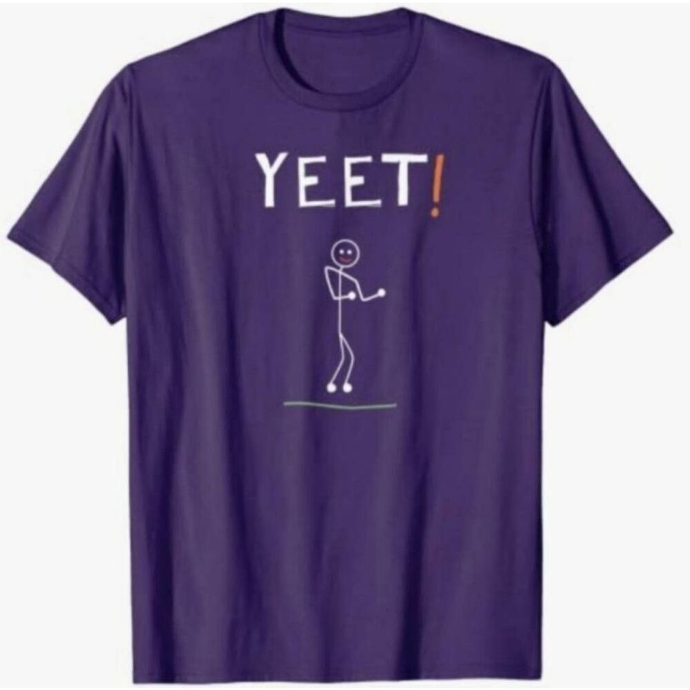 🔸️Port & Company Purple "Yeet" Stick Figure Short Sleeve Shirt Medium